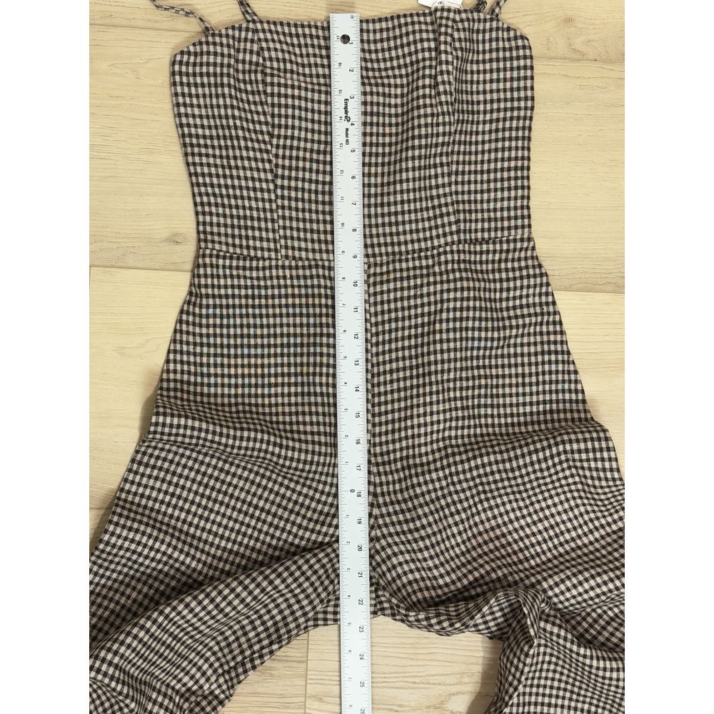 Reformation Overland Linen Jumpsuit In Tartine Check (Brown/Tan Checkered) Sz. 2 - Picture 9 of 15